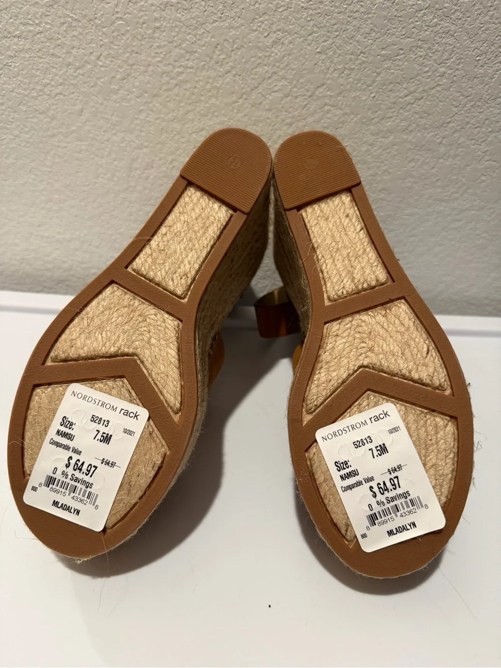 Marc Fisher Tan Suede Espadrille Wedge Adalyn Sandals with Ankle Strap